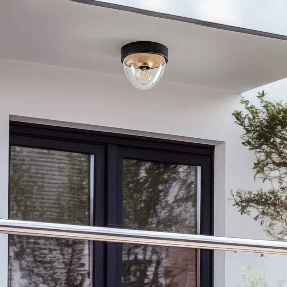 Loftlamper ^ Nowodvorski Lighting Loftlampe Nook med klar skærm, sort/guld