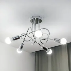 HELAM Loftlamper|Loftlamper > Loftlampe Oxford, krom, 5 lyskilder, Ø 47 cm, metal