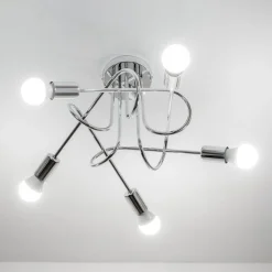 HELAM Loftlamper|Loftlamper > Loftlampe Oxford, krom, 5 lyskilder, Ø 47 cm, metal