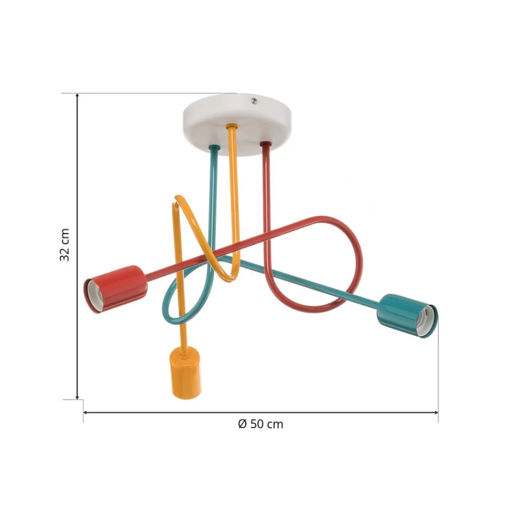 HELAM Loftlamper|Loftlamper > Loftlampe Oxford med 3 lyskilder orange/rød/turkis