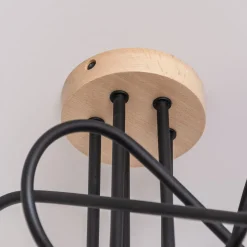 Loftlamper|Loftlamper ^ HELAM Loftlampe Oxford, sort, træ, metal, 5 lyskilder, Ø 47 cm
