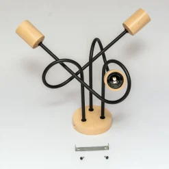 Loftlamper|Loftlamper ^ HELAM Loftlampe Oxford, sort, træ, metal, 3 lyskilder, Ø 44 cm