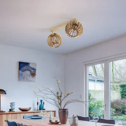 Argon Loftlamper > Loftlampe Paz hvid trælameller-kugler, 2 lyskilder.