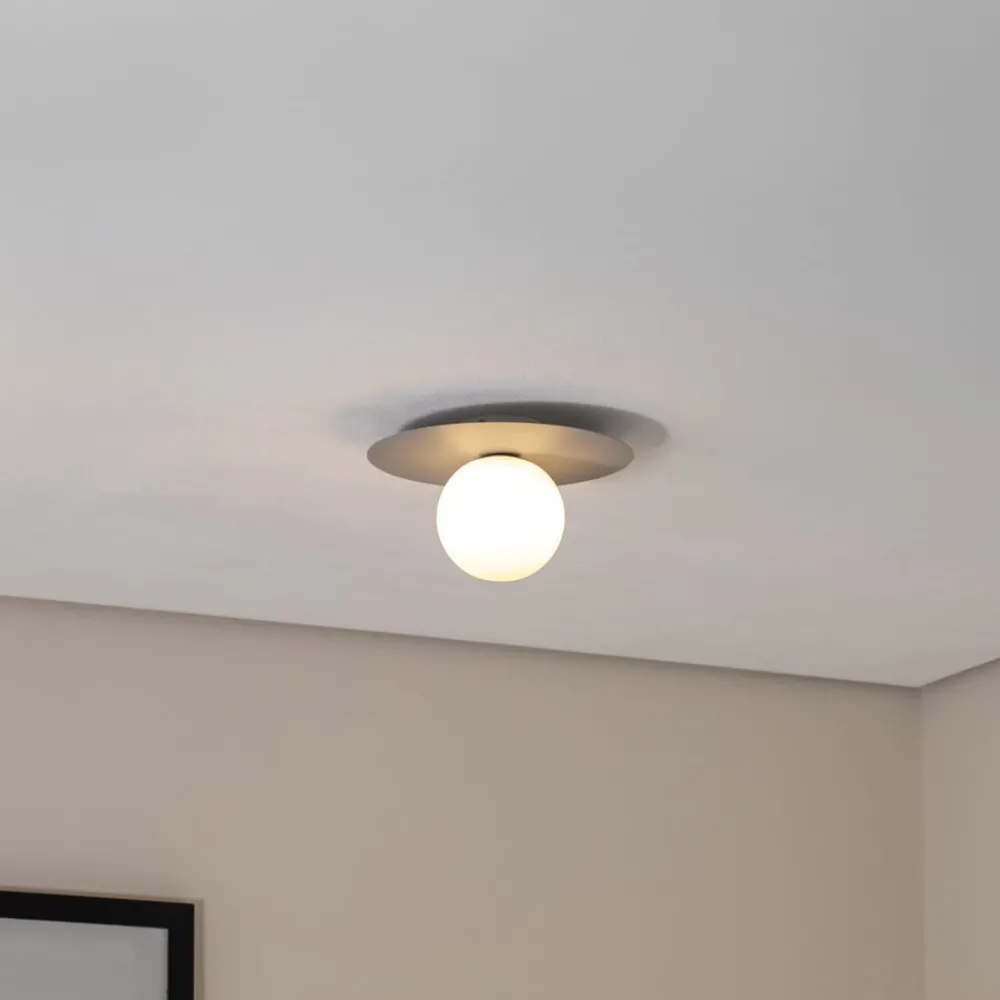 TK Lighting Loftlamper > Loftlampe Pixie, grå, glas, Ø 25 cm, kugle, G9