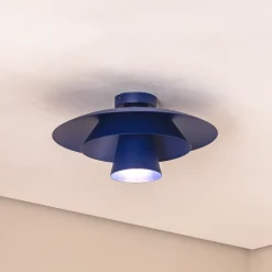 Loftlamper ^ Luminex Loftlampe Plato, mørkeblå, metal, Ø 38 cm, E27