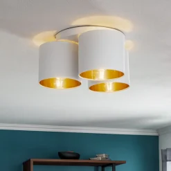 Luminex Loftlamper > Loftlampe Soho, cylindrisk, 3 lyskilder, hvid/guld