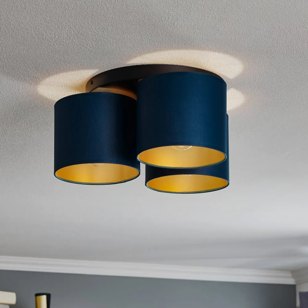 Luminex Loftlamper > Loftlampe Soho cylindrisk, 3 lyskilder blå/guld