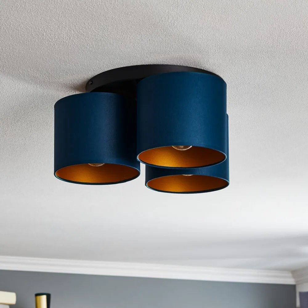 Luminex Loftlamper > Loftlampe Soho cylindrisk, 3 lyskilder blå/guld