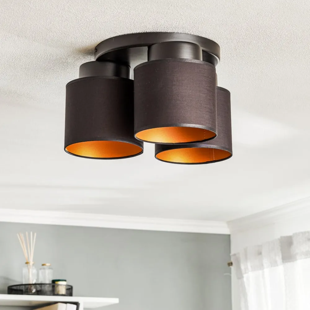 Luminex Loftlamper > Loftlampe Soho cylindrisk 3 lyskilder sort/guld