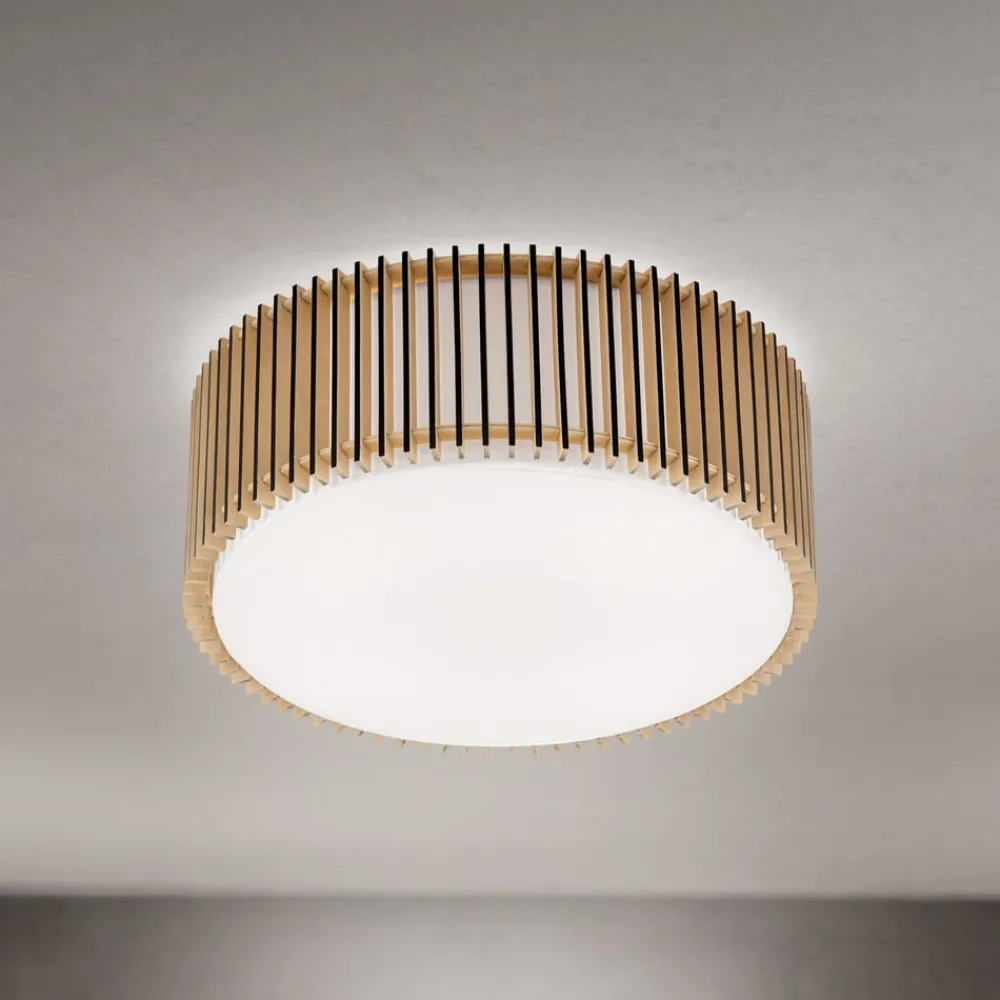 ORION Loftlamper > Loftlampe Tarta, Ø 50 cm, træ, tekstildiffusor, 4 x E27