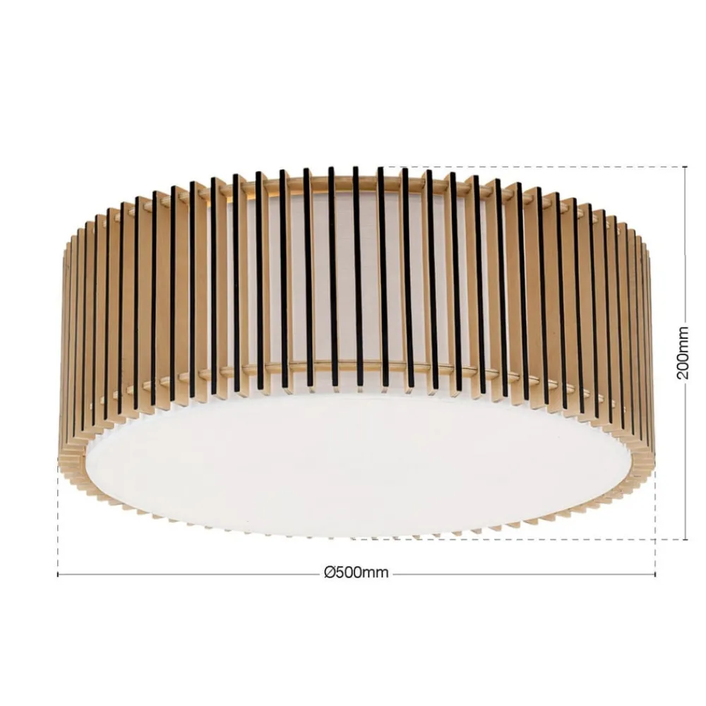 ORION Loftlamper > Loftlampe Tarta, Ø 50 cm, træ, tekstildiffusor, 4 x E27