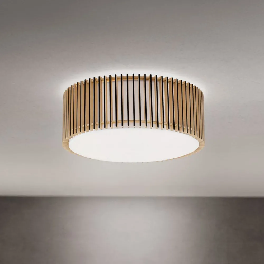 ORION Loftlamper > Loftlampe Tarta, Ø 50 cm, træ, tekstildiffusor, 4 x E27