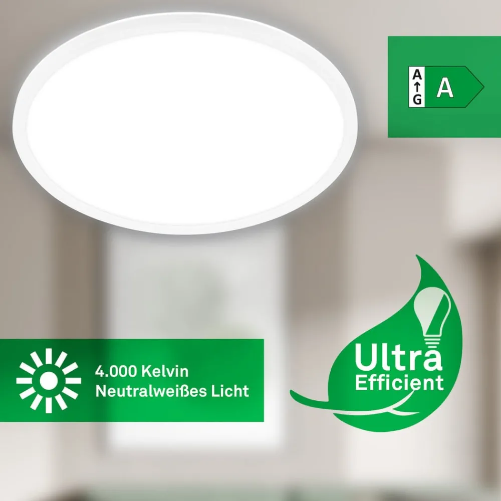 Arbejdsrum/Kontor ^ Briloner Loftlampe Tava A, Ø 42 cm, plast, hvid