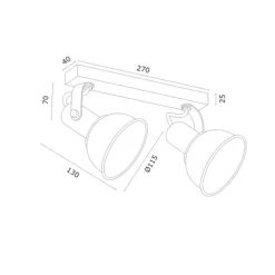 Argon Loftlamper|Loftlamper > Loftlampe Trogir, beige, 2 lyskilder, længde 27 cm
