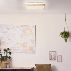 Brilliant Loftlamper > Loftlampe Tumeo, længde 40 cm, lyst træ, metal/træ