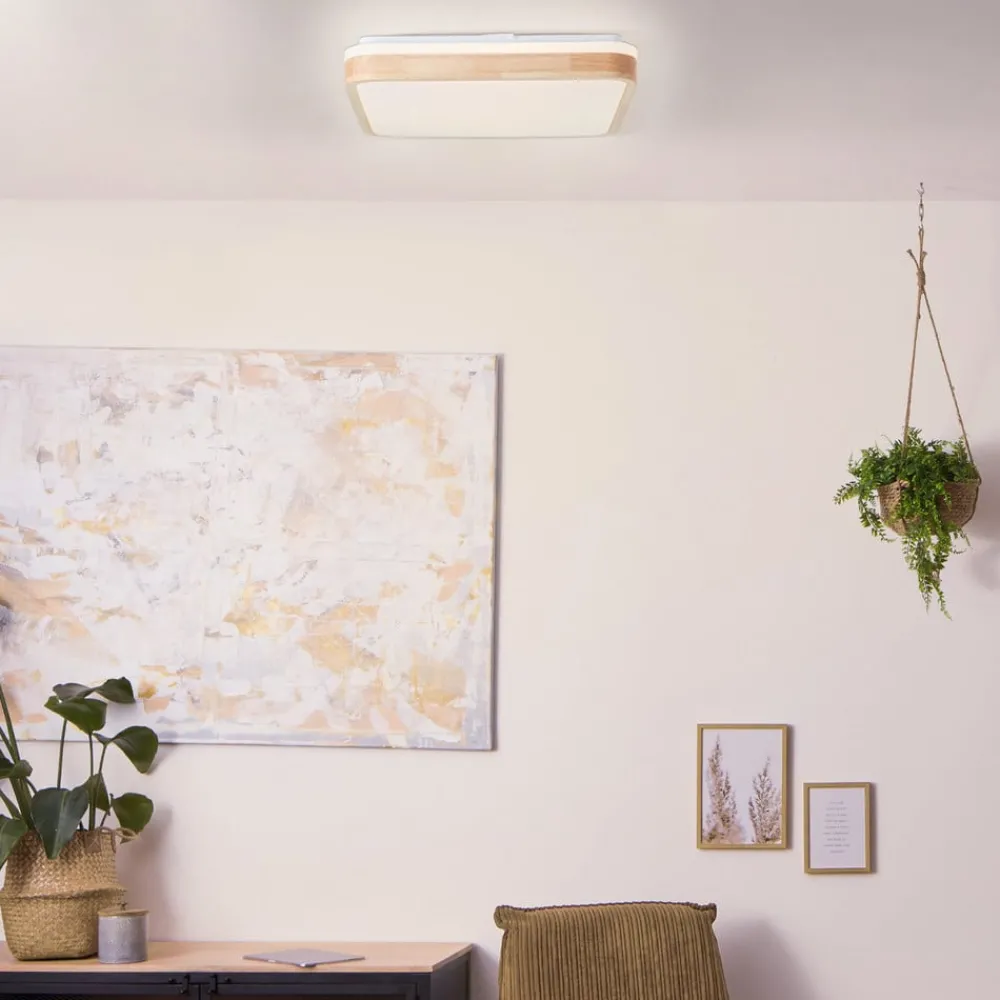 Brilliant Loftlamper > Loftlampe Tumeo, længde 40 cm, lyst træ, metal/træ