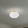 Domiluce Loftlamper|Loftlamper > Loftlampe Ufo, guld/hvid, Ø 18 cm, glas, G9