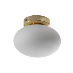 Domiluce Loftlamper|Loftlamper > Loftlampe Ufo, guld/hvid, Ø 18 cm, glas, G9