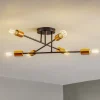 Loftlamper ^ EMIBIG LIGHTING Loftlampe Veken 6B i sort og kobber