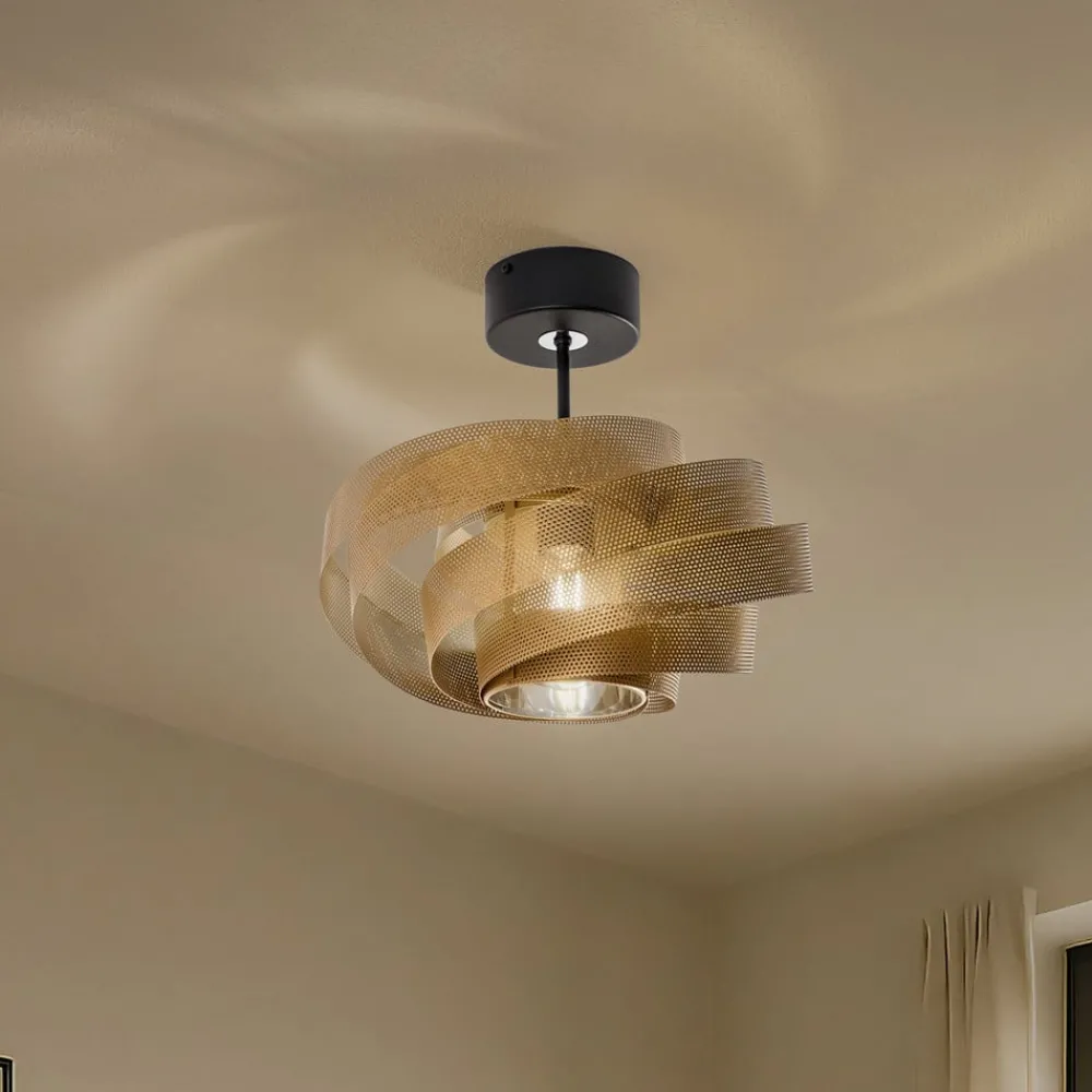 Gang|Loftlamper ^ Domiluce Loftlampe Vento, sort/guld, metal, Ø 40 cm, E27