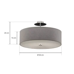 Nowodvorski Lighting Loftlamper|Loftlamper > Loftlampe Viviane med tekstilskærm, grå