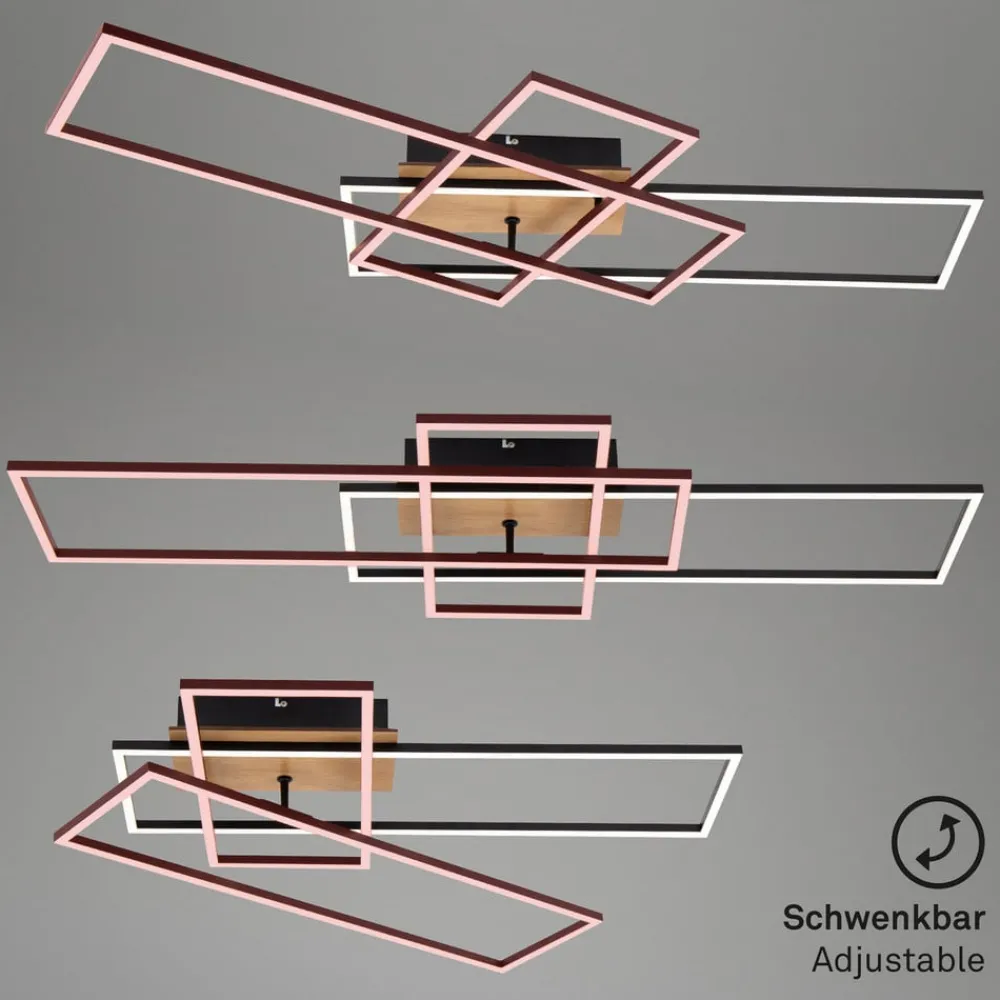 Arbejdsrum/Kontor|Loftlamper ^ Briloner Loftslampe Frame CCT, fjernbetjening, sort/træ