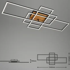 Arbejdsrum/Kontor|Loftlamper ^ Briloner Loftslampe Frame CCT, fjernbetjening, sort/træ