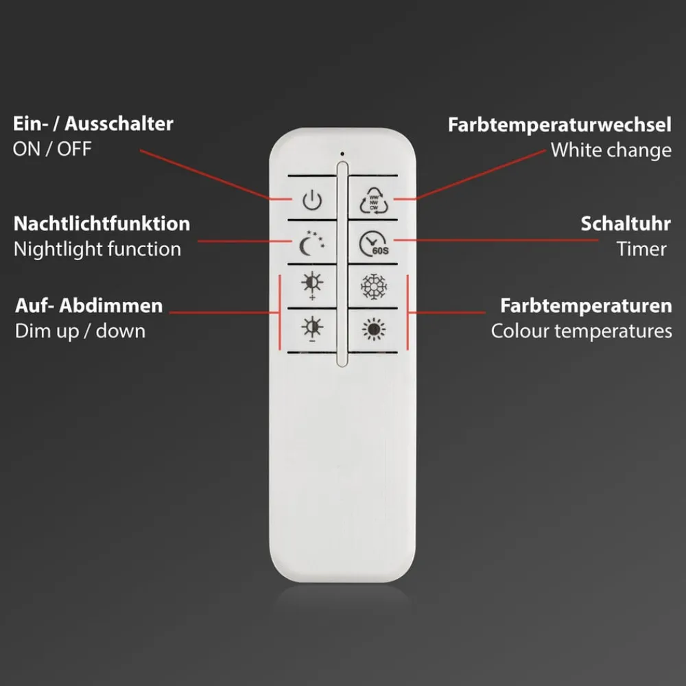 Arbejdsrum/Kontor|Loftlamper ^ Briloner Loftslampe Frame CCT, fjernbetjening, sort/træ