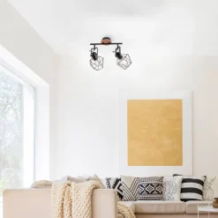 JUST LIGHT. GmbH Loftlamper > Loftslampe Jaro justerbar sort/træ 2-lys