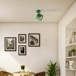 Loftlamper|Loftlamper ^ Argon Loftspot Chloe, justerbar, grøn, metal, GU10, 13,5 cm