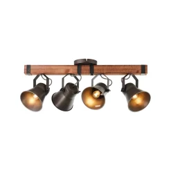 Brilliant Gang|Loftlamper > Loftspot Decca, længde 78 cm, sort/træ, 4-lys.