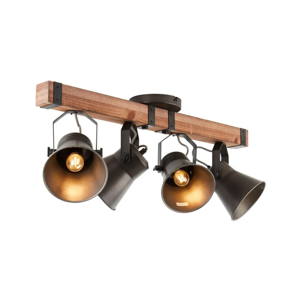Brilliant Gang|Loftlamper > Loftspot Decca, længde 78 cm, sort/træ, 4-lys.