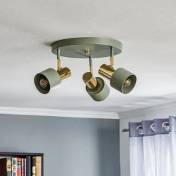 Argon Loftlamper|Loftlamper > Loftspot Destin, 3 lyskilder grøn/messing