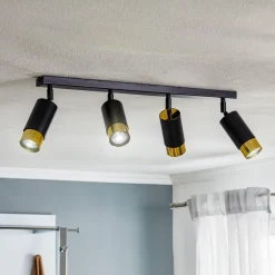 EMIBIG LIGHTING Loftlamper|Spotlights > Loftspot Kumo sort/guld med 4 lyskilder