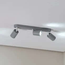 Loftlamper ^ TK Lighting Loftspot Livia, grå, 52 cm, 3 lyskilder, metal, GU10