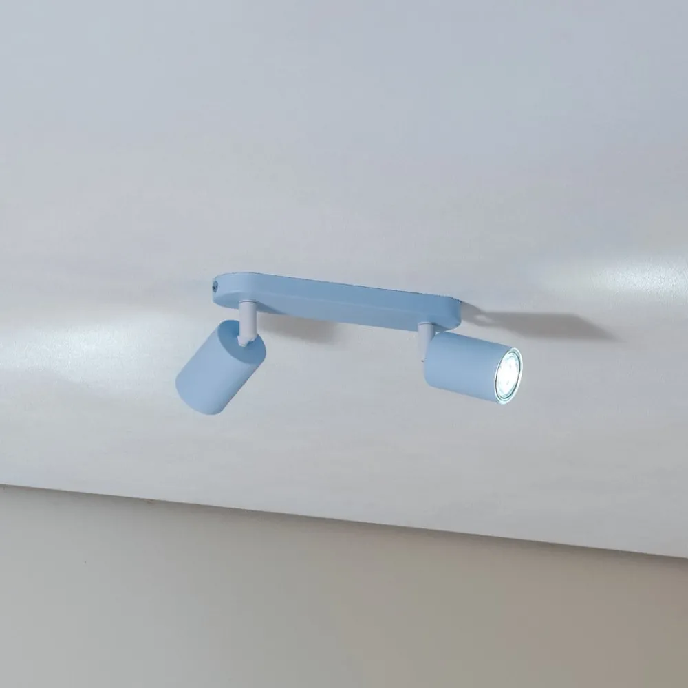 TK Lighting Loftlamper|Spotlights > Loftspot Livia, lyseblå, 35 cm, 2 lyskilder, metal, GU10