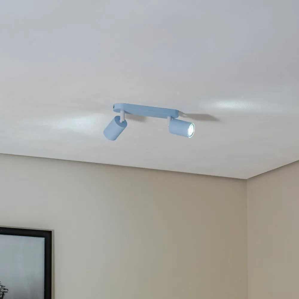 TK Lighting Loftlamper|Spotlights > Loftspot Livia, lyseblå, 35 cm, 2 lyskilder, metal, GU10