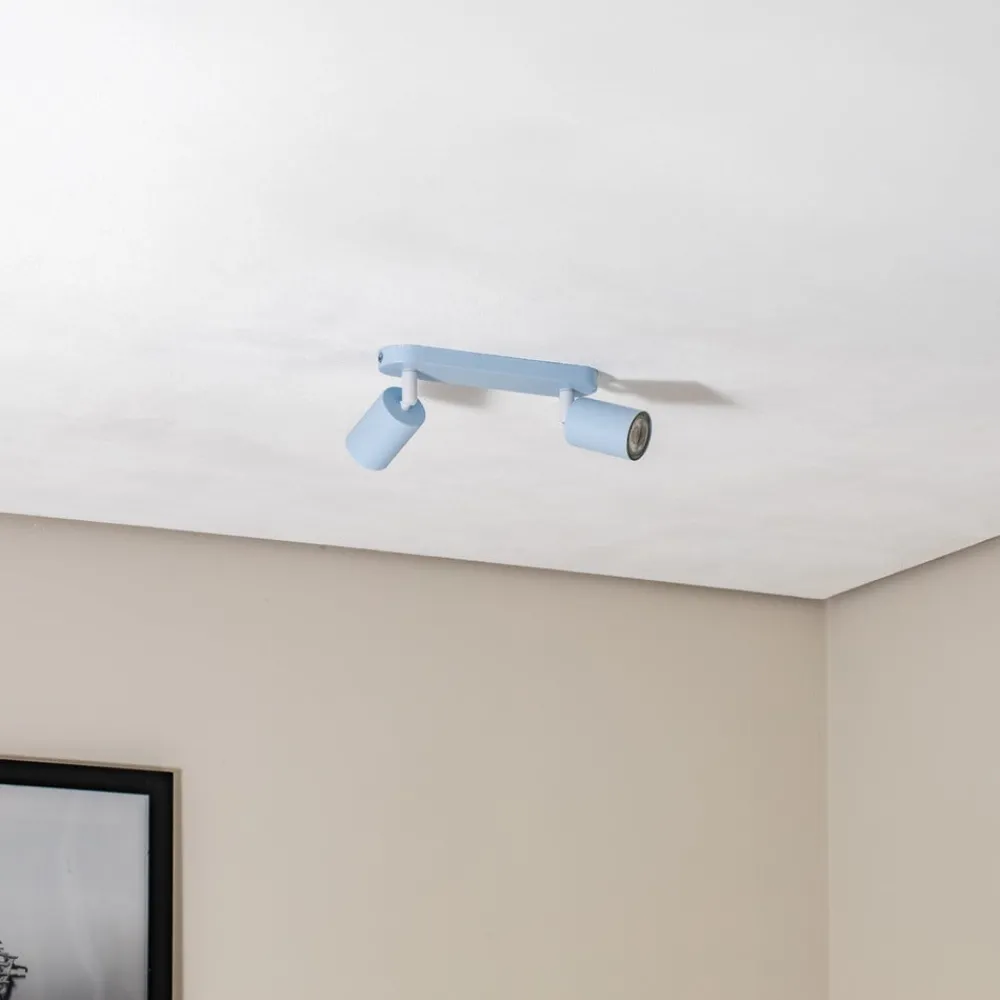 TK Lighting Loftlamper|Spotlights > Loftspot Livia, lyseblå, 35 cm, 2 lyskilder, metal, GU10