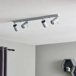 SOLLUX LIGHTING Loftlamper > Loftspot Round, grå, 4 lyskilder lineær