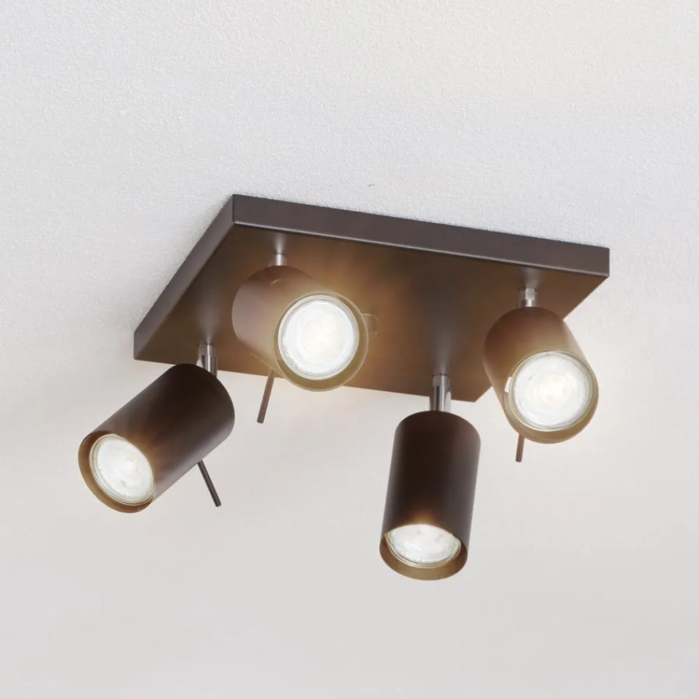SOLLUX LIGHTING Loftlamper|Spotlights > Loftspot Round i sort, 4 lyskilder, firkantet