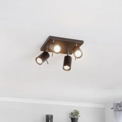 SOLLUX LIGHTING Loftlamper|Spotlights > Loftspot Round i sort, 4 lyskilder, firkantet
