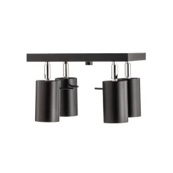 SOLLUX LIGHTING Loftlamper|Spotlights > Loftspot Round i sort, 4 lyskilder, firkantet
