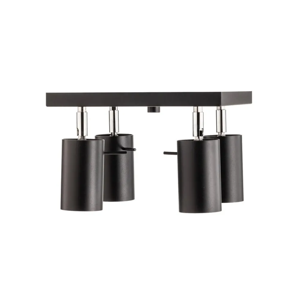 SOLLUX LIGHTING Loftlamper|Spotlights > Loftspot Round i sort, 4 lyskilder, firkantet