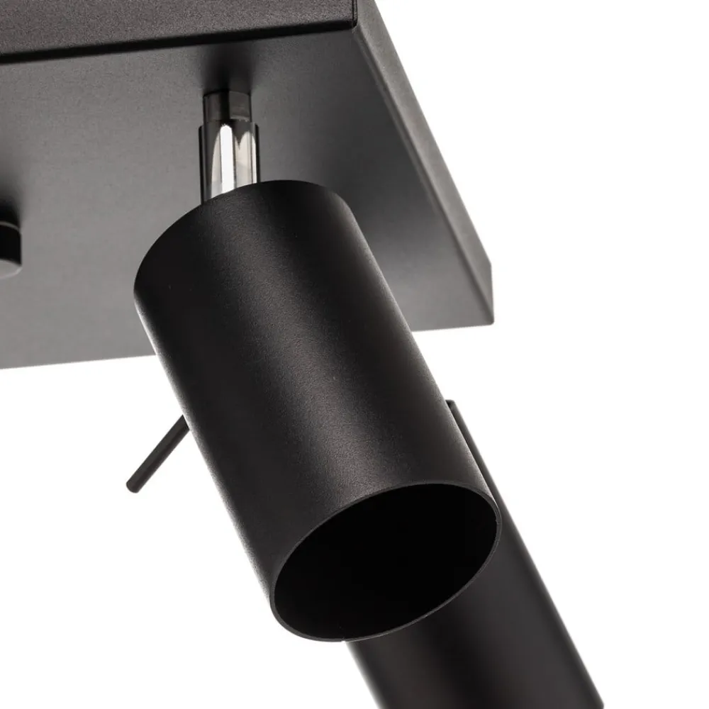 SOLLUX LIGHTING Loftlamper|Spotlights > Loftspot Round i sort, 4 lyskilder, firkantet