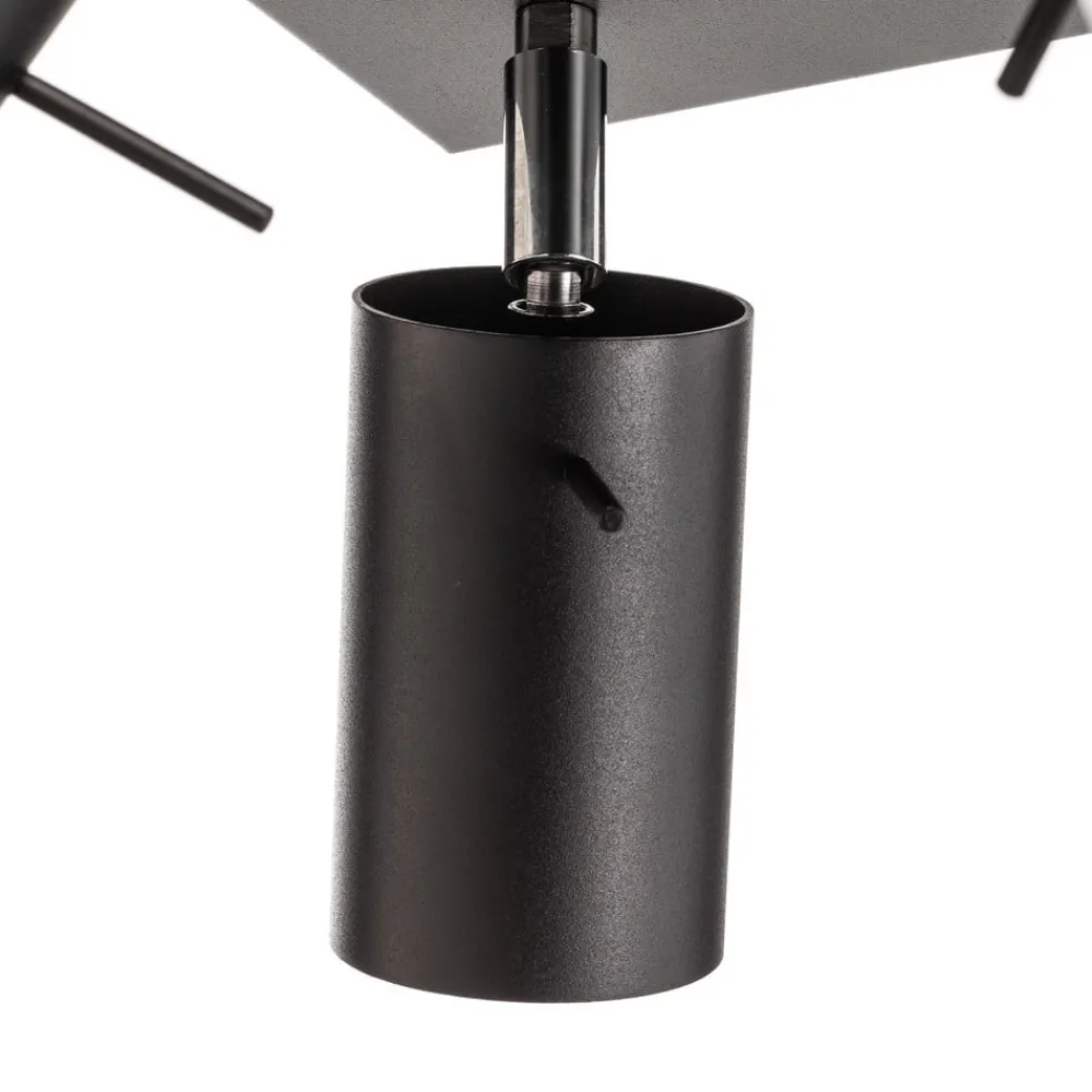 SOLLUX LIGHTING Loftlamper|Spotlights > Loftspot Round i sort, 4 lyskilder, firkantet