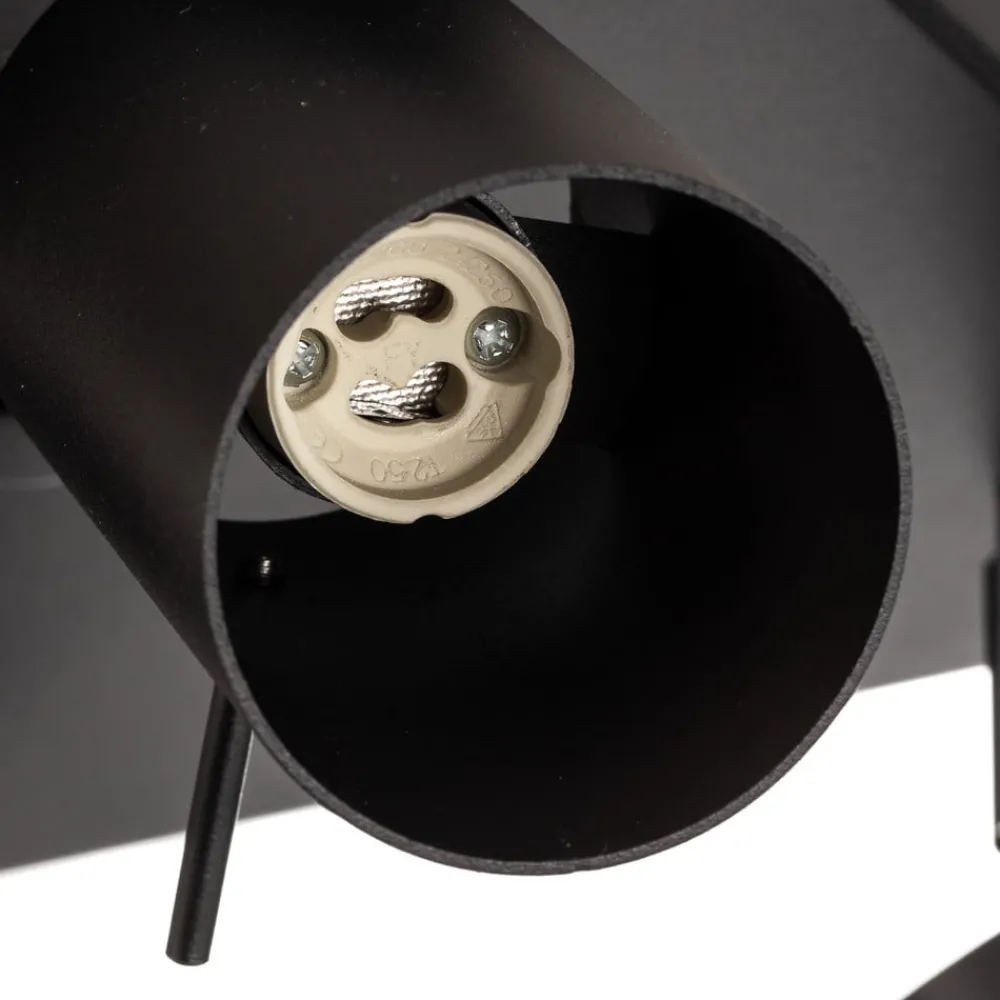SOLLUX LIGHTING Loftlamper|Spotlights > Loftspot Round i sort, 4 lyskilder, firkantet