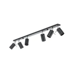SOLLUX LIGHTING Loftlamper|Spotlights > Loftspot Round i sort, 6 lyskilder lineær