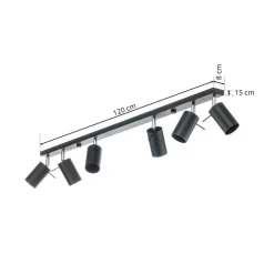 SOLLUX LIGHTING Loftlamper|Spotlights > Loftspot Round i sort, 6 lyskilder lineær