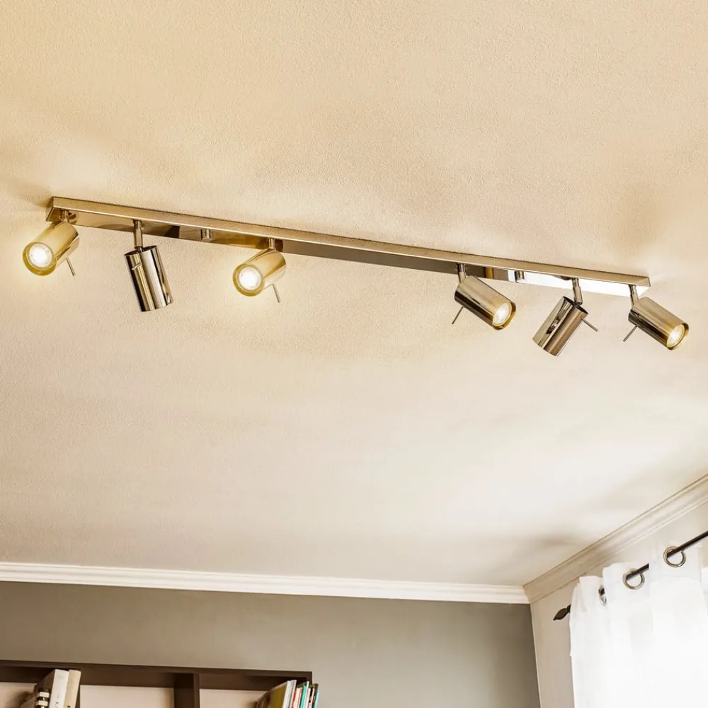Loftlamper|Spotlights ^ SOLLUX LIGHTING Loftspot Round, krom, 6 lyskilder lineær