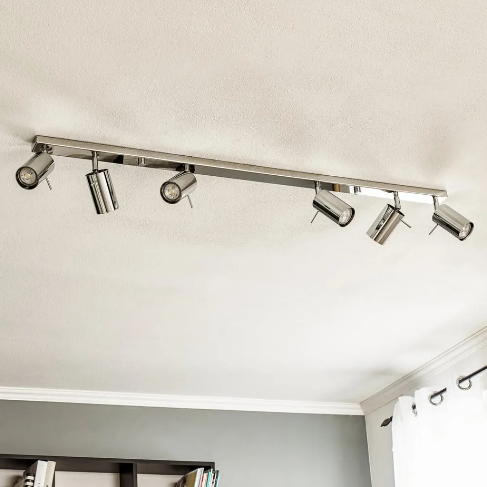 Loftlamper|Spotlights ^ SOLLUX LIGHTING Loftspot Round, krom, 6 lyskilder lineær